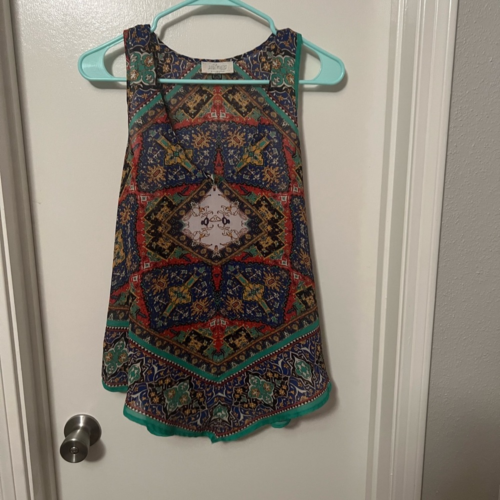 Aztec print sheer tank